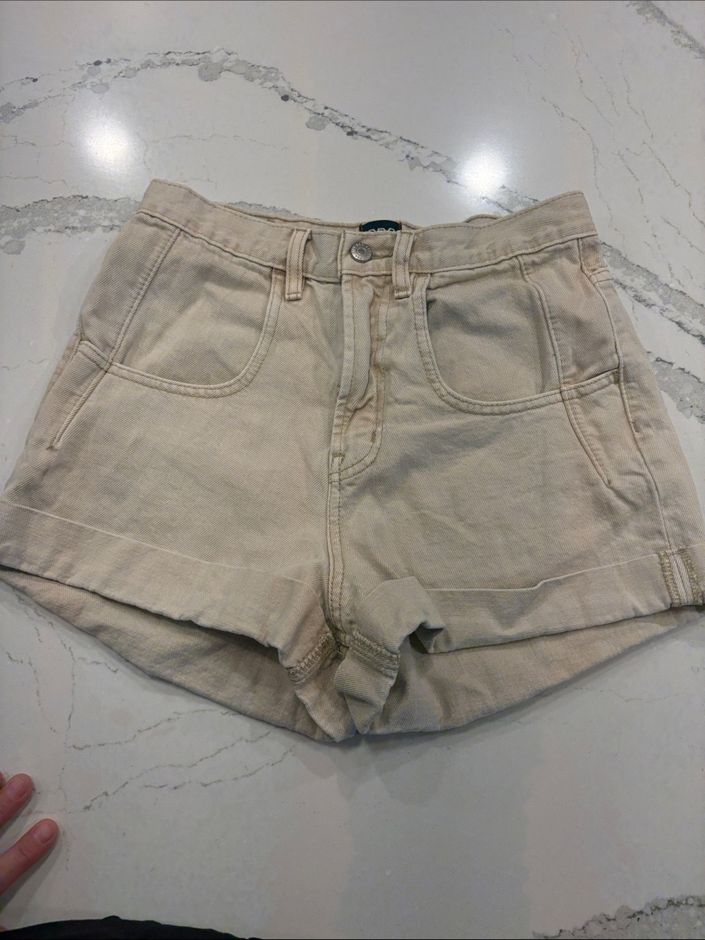 BDG Cream High-Rise Denim Shorts waist 15 inseam 3 rise 10
